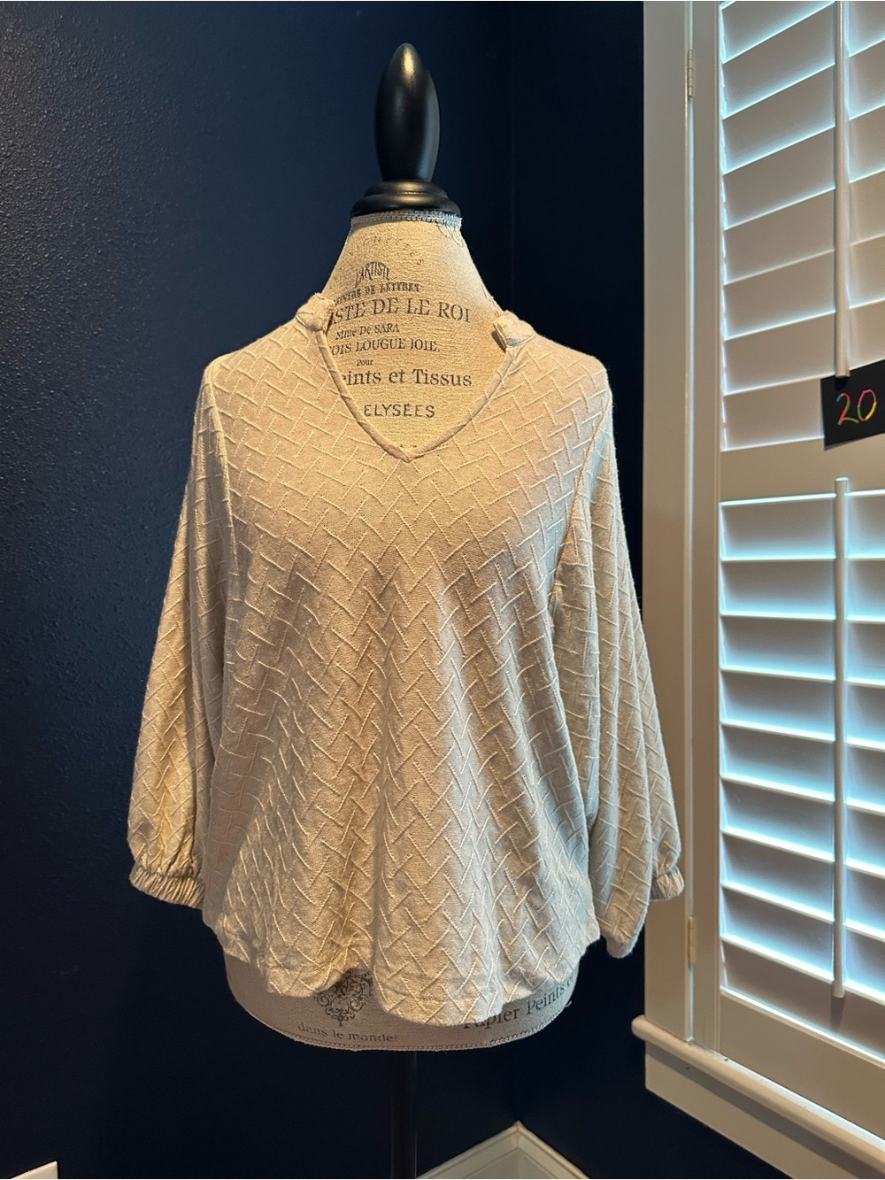 Chenault Cream Textured V-Neck Tunic